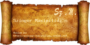 Szinger Maximilián névjegykártya